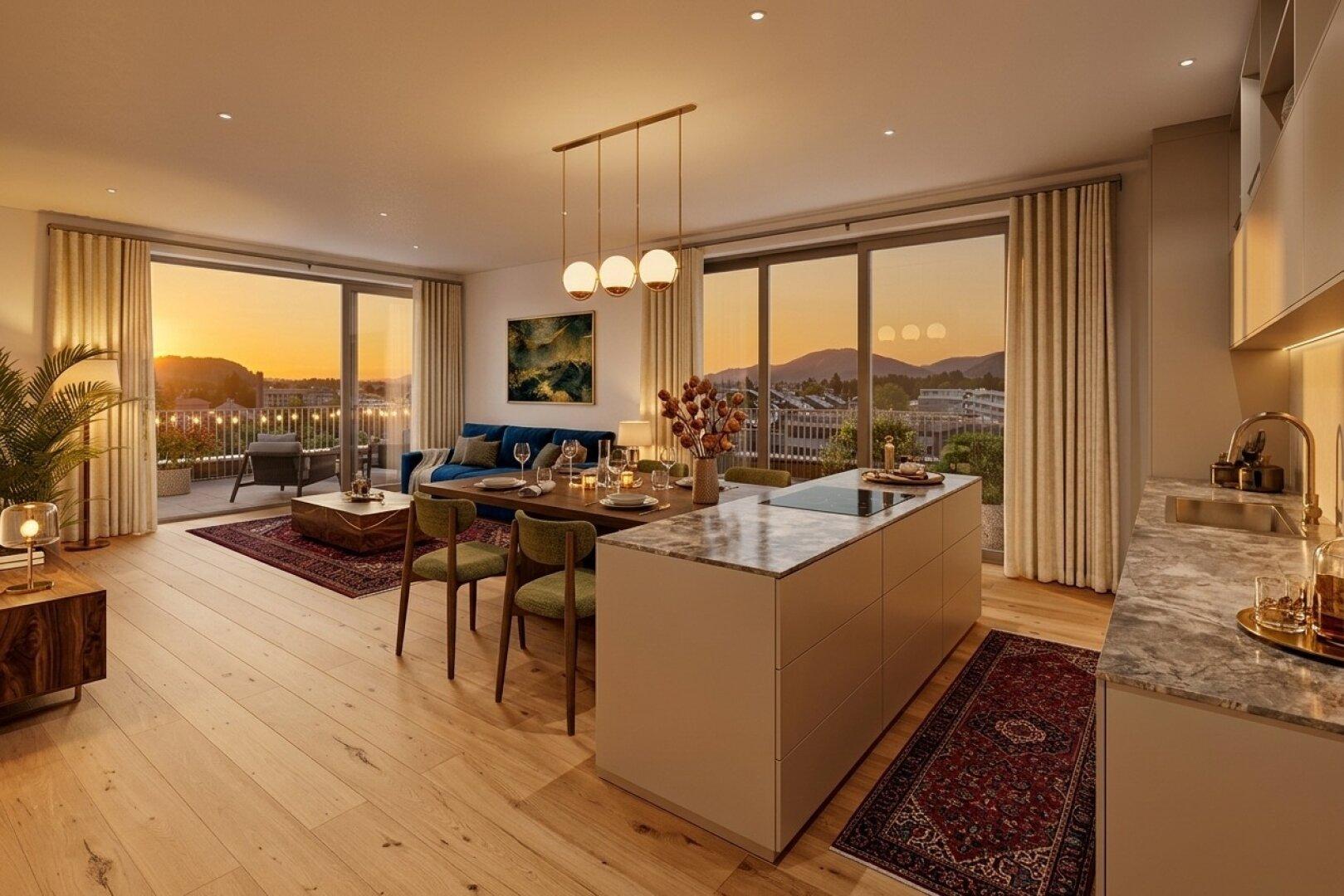 Der Balkon ist größer als Ihr Wohnzimmer: 3 Zimmer + 37 m² Freifläche in Andritz