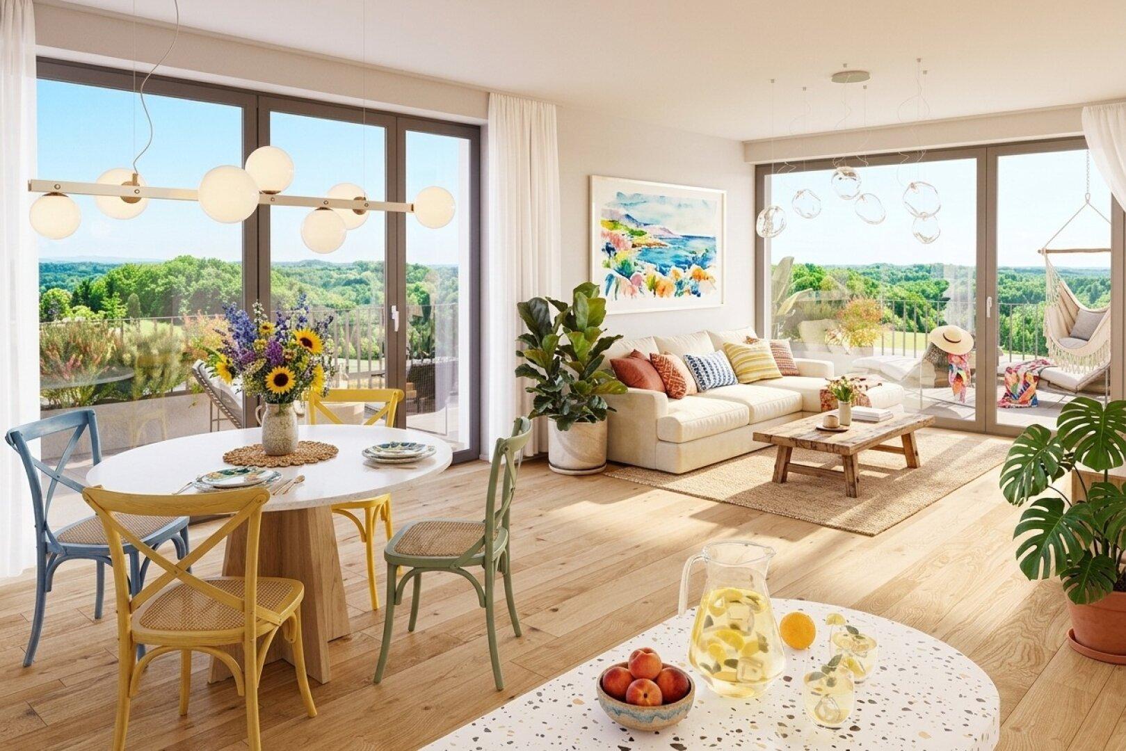 Wohnen mit Logenplatz: 81 m², 21 m² Südbalkon, freier Blick – Erstbezug am Sonnenhang
